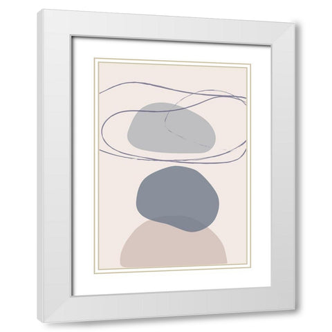 New Shapes Blue No 4 White Modern Wood Framed Art Print with Double Matting by 1x Studio