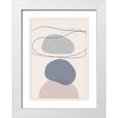 New Shapes Blue No 4 White Modern Wood Framed Art Print with Double Matting by 1x Studio