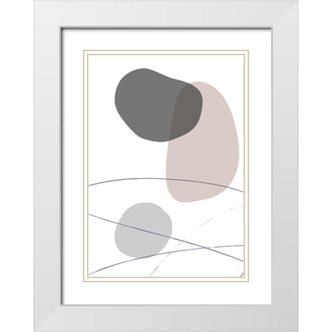 New Shapes Beige 03 White Modern Wood Framed Art Print with Double Matting by 1x Studio