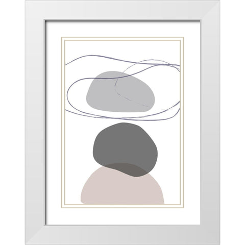 New Shapes Beige 04 White Modern Wood Framed Art Print with Double Matting by 1x Studio