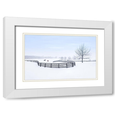 Winter Farm White Modern Wood Framed Art Print with Double Matting by Deng, Larry