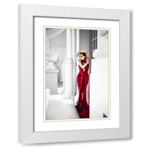 Red Elegance White Modern Wood Framed Art Print with Double Matting by Bolgov, Ruslan