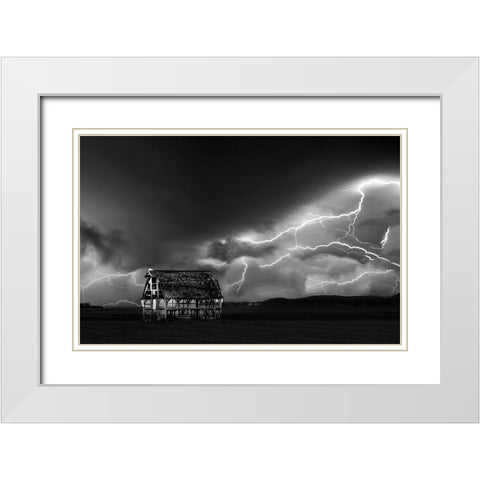A Night Of Nightning White Modern Wood Framed Art Print with Double Matting by Su, Yuan