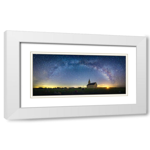 Peace On Earth White Modern Wood Framed Art Print with Double Matting by Zheng, Michael