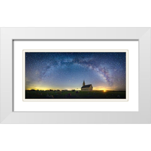 Peace On Earth White Modern Wood Framed Art Print with Double Matting by Zheng, Michael