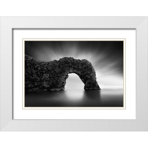 Dinosaur On The Beach Ii White Modern Wood Framed Art Print with Double Matting by Digalakis, George