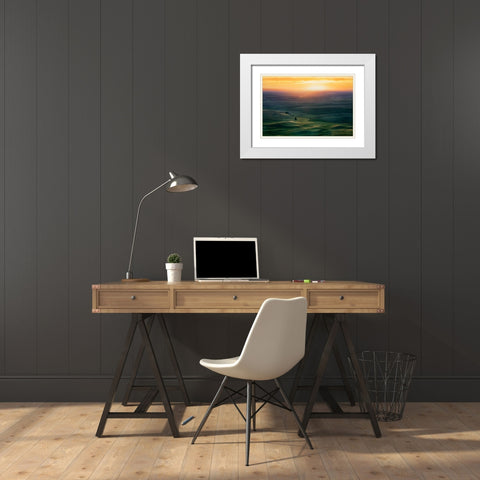 Sunset Over Colfax White Modern Wood Framed Art Print with Double Matting by Xiao, Hanping