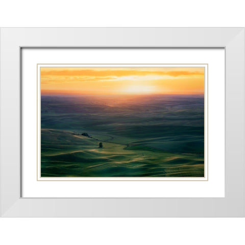 Sunset Over Colfax White Modern Wood Framed Art Print with Double Matting by Xiao, Hanping