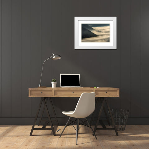 Flow White Modern Wood Framed Art Print with Double Matting by Ritonga, Andy