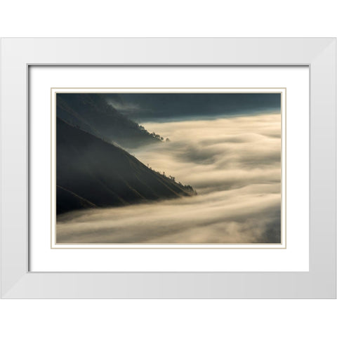 Flow White Modern Wood Framed Art Print with Double Matting by Ritonga, Andy
