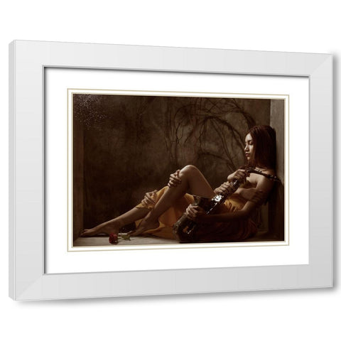Play Me A Song! White Modern Wood Framed Art Print with Double Matting by Kisworo, Sebastian