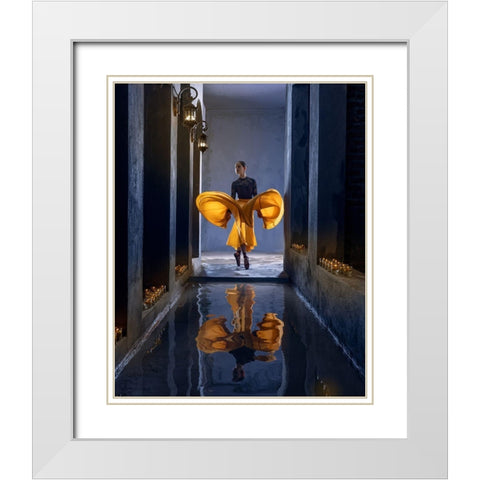 Ballerina In The Aisle White Modern Wood Framed Art Print with Double Matting by Suhardjo, Lisdiyanto