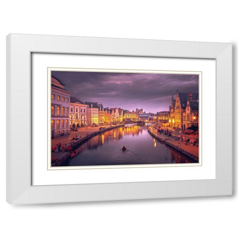 Ghent White Modern Wood Framed Art Print with Double Matting by Huybrighs, Marc