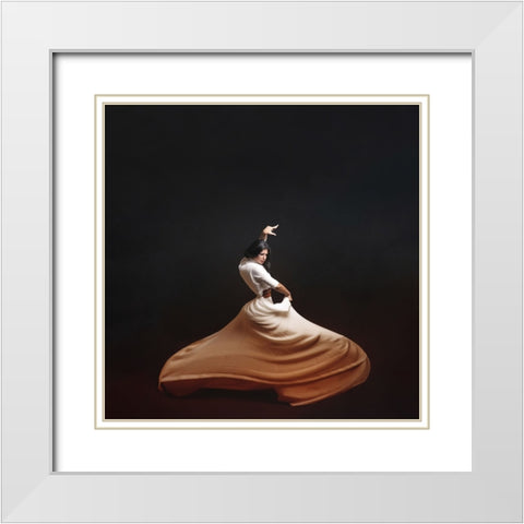 The Girl A Dance White Modern Wood Framed Art Print with Double Matting by Hasheminasab, Moein