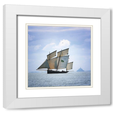 Boat-Bird And Mount White Modern Wood Framed Art Print with Double Matting by Demoulin, Vincent