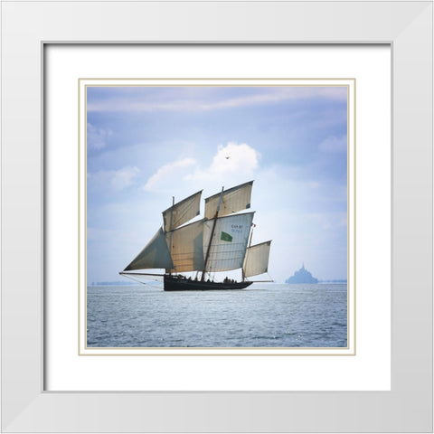 Boat-Bird And Mount White Modern Wood Framed Art Print with Double Matting by Demoulin, Vincent