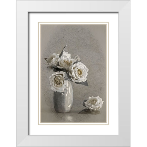 Faded Lines White Modern Wood Framed Art Print with Double Matting by Kiral, Cicek