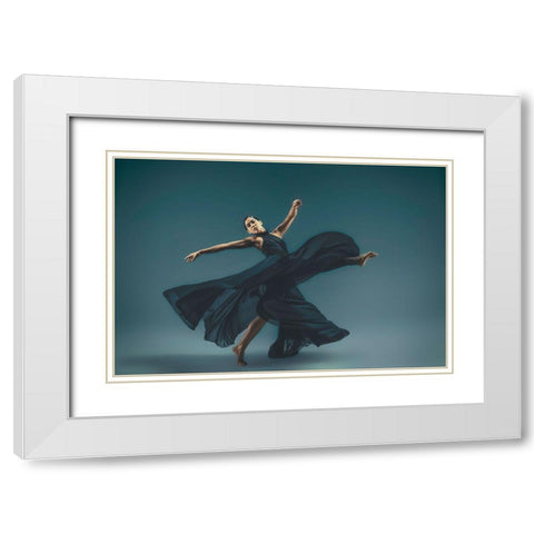 Flow Of Dance White Modern Wood Framed Art Print with Double Matting by Li, Rob