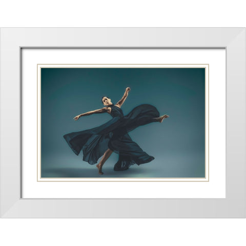 Flow Of Dance White Modern Wood Framed Art Print with Double Matting by Li, Rob