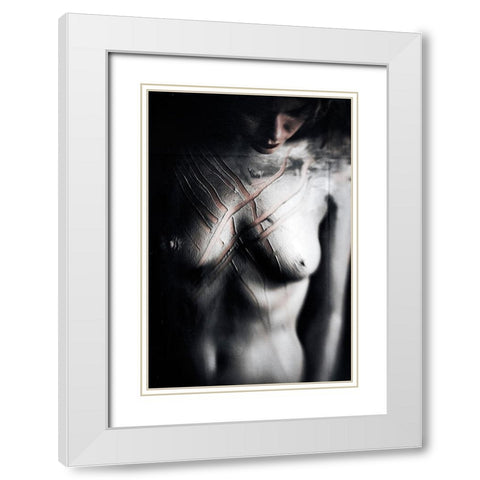 Untitled White Modern Wood Framed Art Print with Double Matting by Bousca, Bogdan