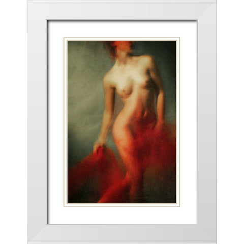 Red I White Modern Wood Framed Art Print with Double Matting by miriana