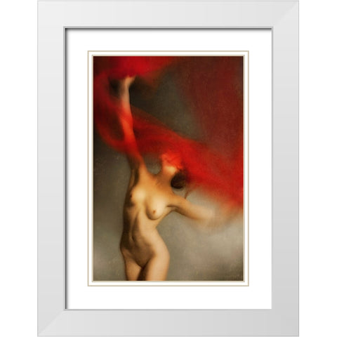 Red Iii White Modern Wood Framed Art Print with Double Matting by miriana