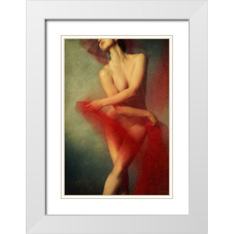 Red Ii White Modern Wood Framed Art Print with Double Matting by miriana