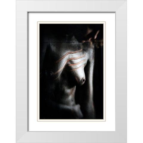 Untitled White Modern Wood Framed Art Print with Double Matting by Bousca, Bogdan