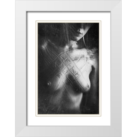 Untitled White Modern Wood Framed Art Print with Double Matting by Bousca, Bogdan