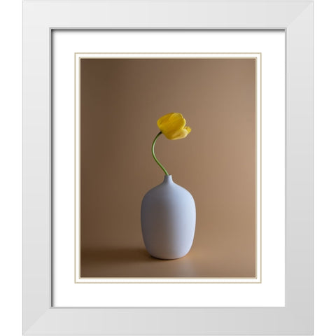 Tulip White Modern Wood Framed Art Print with Double Matting by Li, Qing