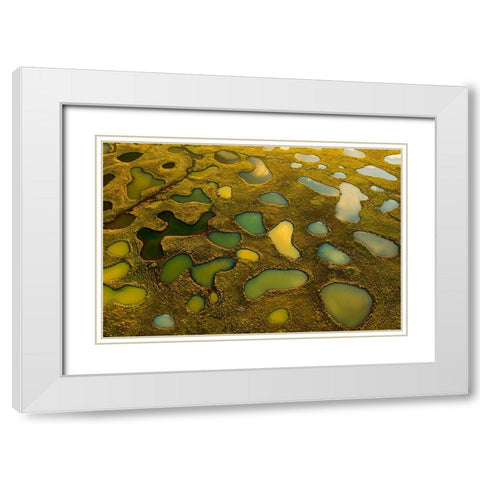 Aerial Abstract Of Small Lakes White Modern Wood Framed Art Print with Double Matting by Bian, James