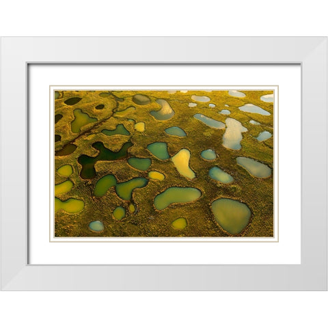 Aerial Abstract Of Small Lakes White Modern Wood Framed Art Print with Double Matting by Bian, James