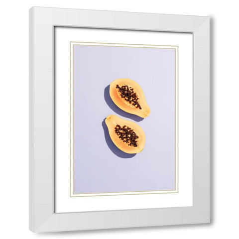 Papaya_1 White Modern Wood Framed Art Print with Double Matting by 1x Studio III
