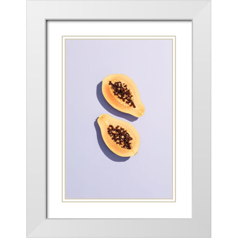 Papaya_1 White Modern Wood Framed Art Print with Double Matting by 1x Studio III