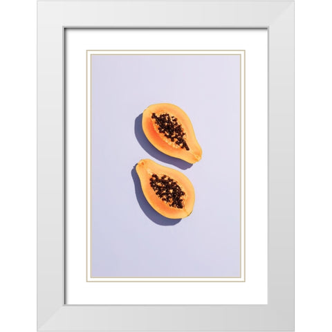 Papaya_2 White Modern Wood Framed Art Print with Double Matting by 1x Studio III