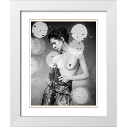 Shades Of Light I White Modern Wood Framed Art Print with Double Matting by miriana