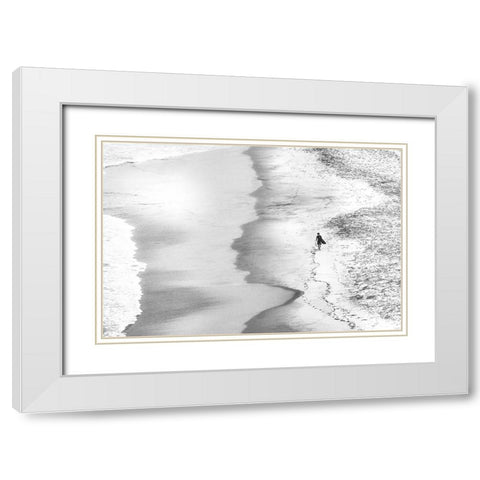 Back On Dry Land White Modern Wood Framed Art Print with Double Matting by Groleau, Michel