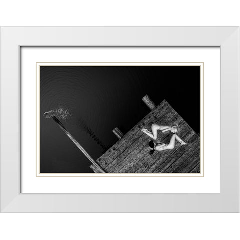 Waiting For The Night Boat White Modern Wood Framed Art Print with Double Matting by D. Pop, Ovi