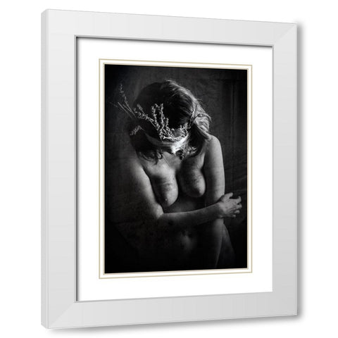 Flora Fiction White Modern Wood Framed Art Print with Double Matting by Bousca, Bogdan