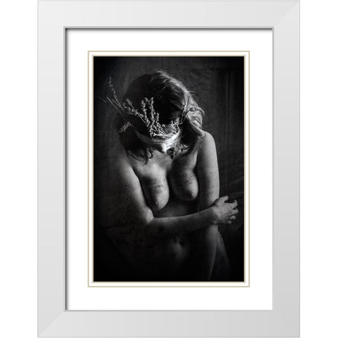 Flora Fiction White Modern Wood Framed Art Print with Double Matting by Bousca, Bogdan