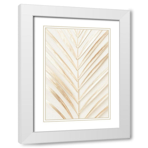 Golden Palm Leaf White Modern Wood Framed Art Print with Double Matting by 1x Studio III