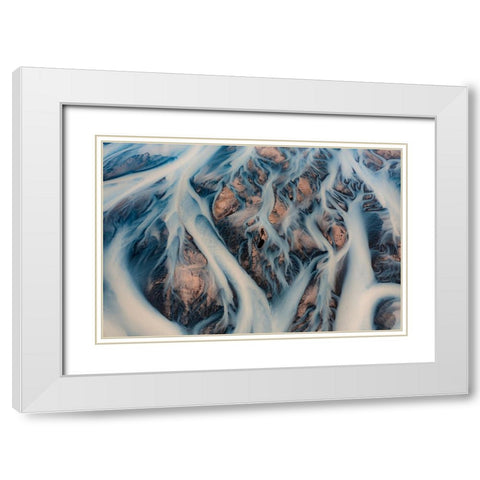 The Glacier Rivers Of Iceland White Modern Wood Framed Art Print with Double Matting by Loucaides, Valentinos
