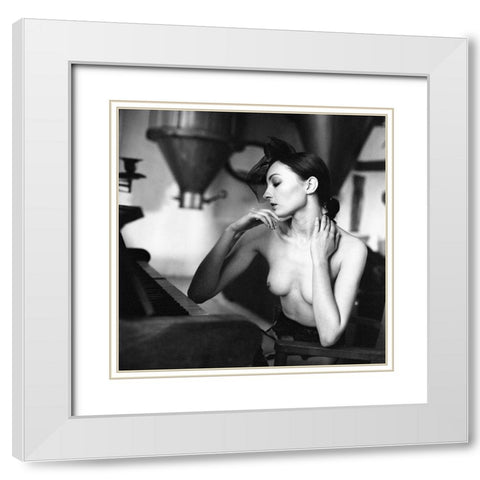 Pianist White Modern Wood Framed Art Print with Double Matting by Kaminski, Lukas