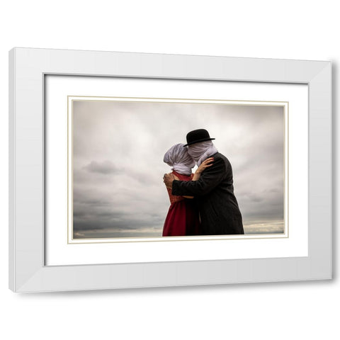 The Lovers Then And Now White Modern Wood Framed Art Print with Double Matting by Ze, Genadijs
