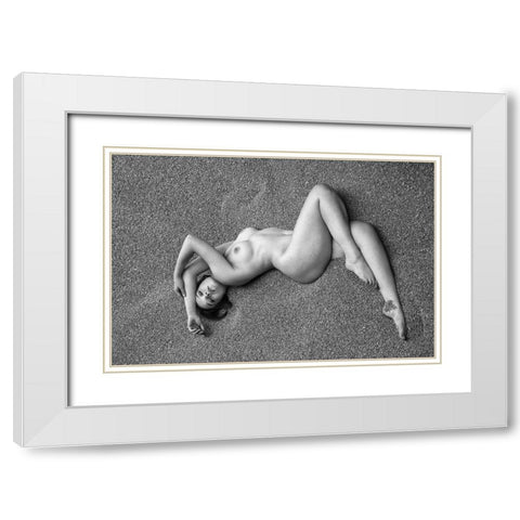 Golden Spiral White Modern Wood Framed Art Print with Double Matting by Kapsha, Eduards