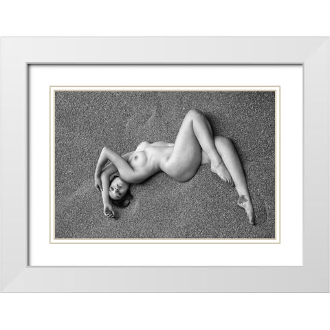 Golden Spiral White Modern Wood Framed Art Print with Double Matting by Kapsha, Eduards