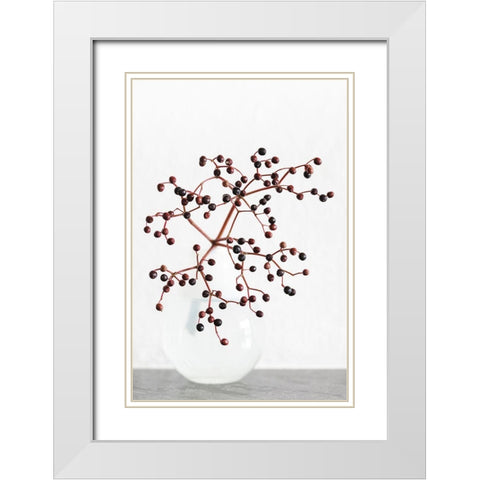 Vase_berries White Modern Wood Framed Art Print with Double Matting by 1x Studio III