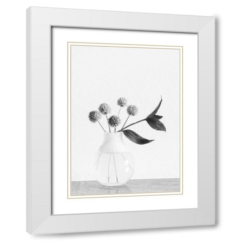 Vase_ chives flower White Modern Wood Framed Art Print with Double Matting by 1x Studio III