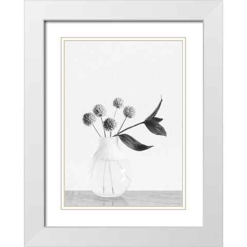 Vase_ chives flower White Modern Wood Framed Art Print with Double Matting by 1x Studio III