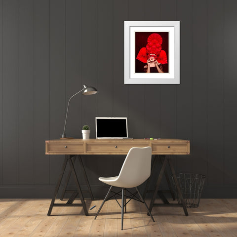 Chinese Red Art White Modern Wood Framed Art Print with Double Matting by Mukherjee, Debarghya
